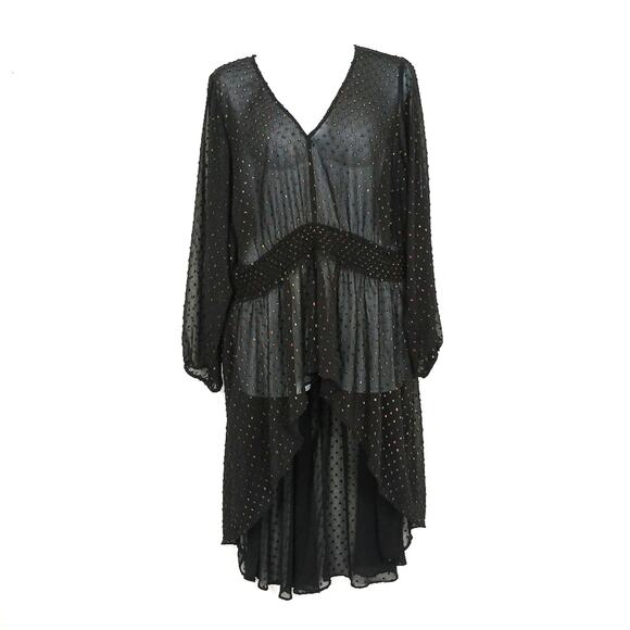 torrid Chiffon Rainbow Clip Dot Smocked Waist Extreme High Low Top Size 4X - Picture 2 of 6